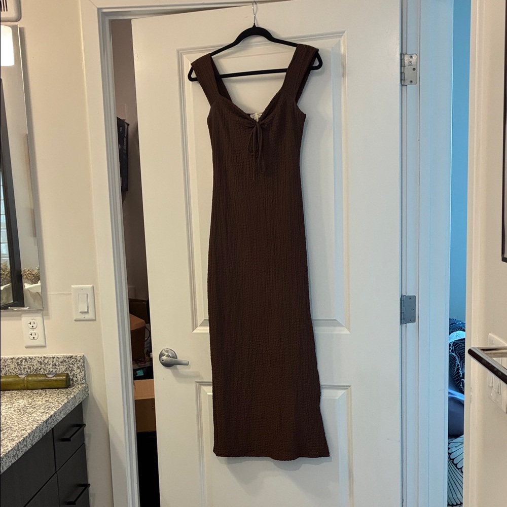 See You Monday Chocolate Brown Midi Dress